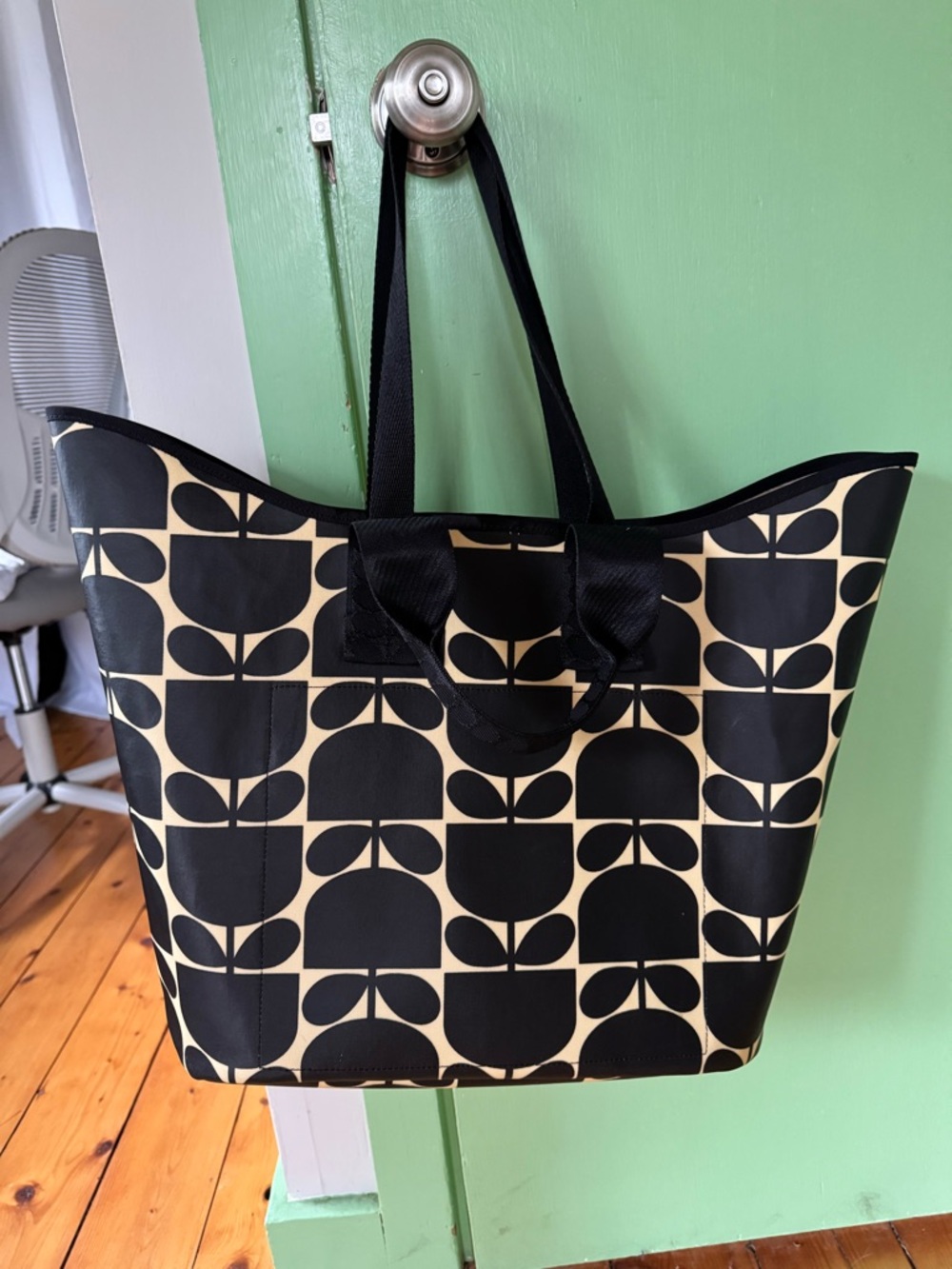 Orla Kiely Black & Cream Carryall Large Tote Bag